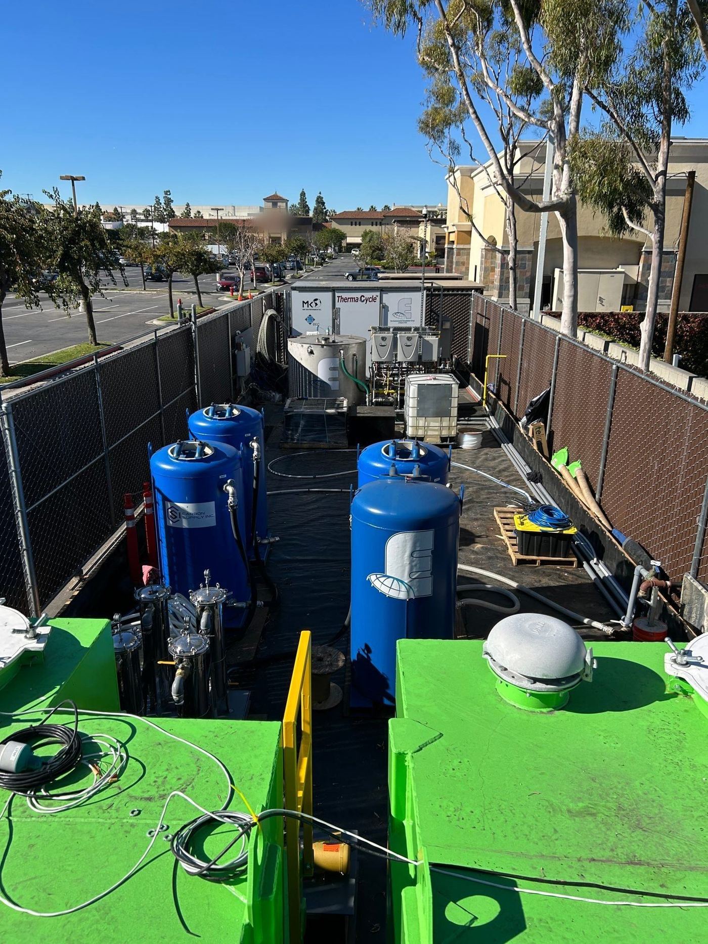 ThermaCycle compound with treatment vessels and equipment skids at an active Southern California site