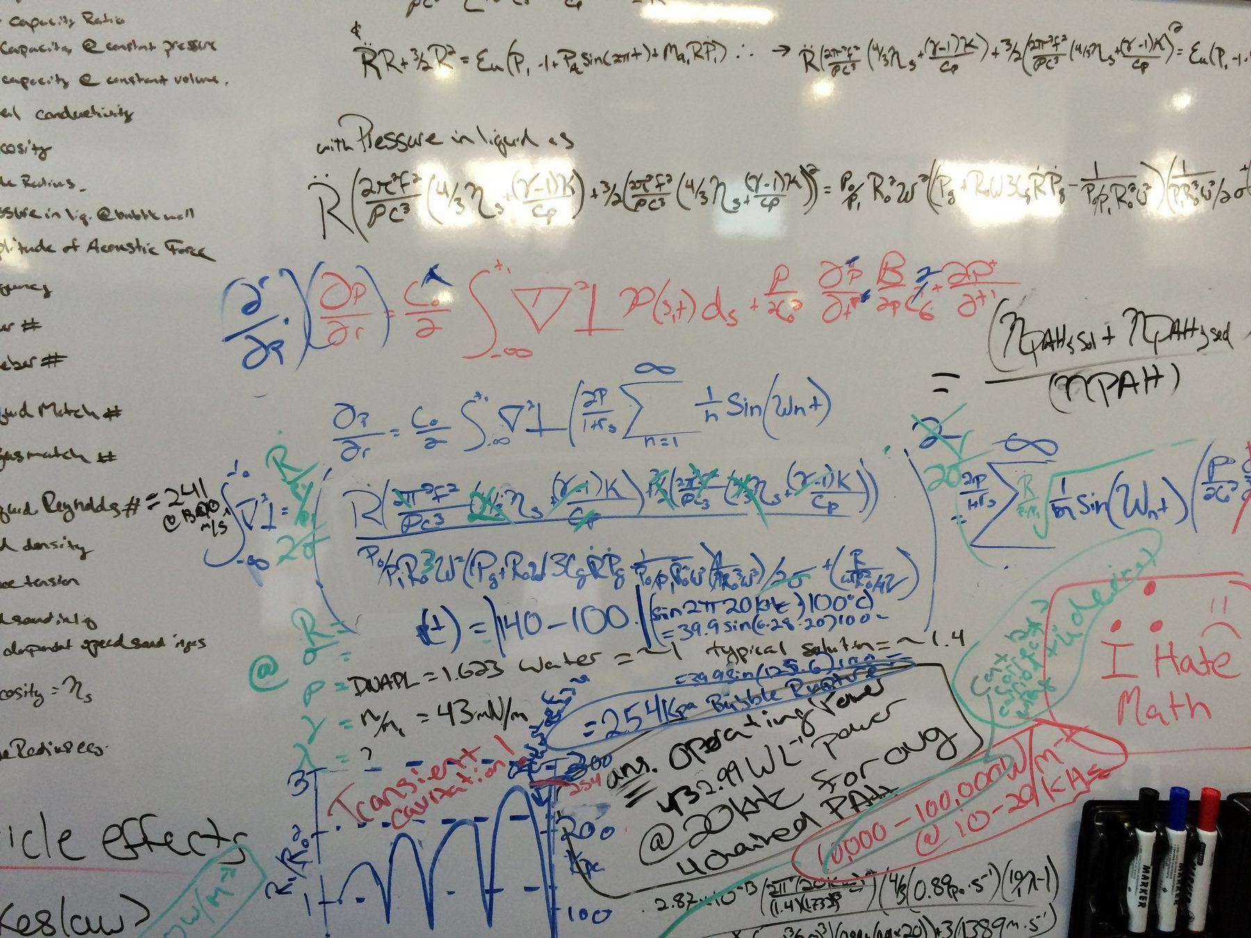ERG engineers&rsquo; whiteboard of heat transfer calculations